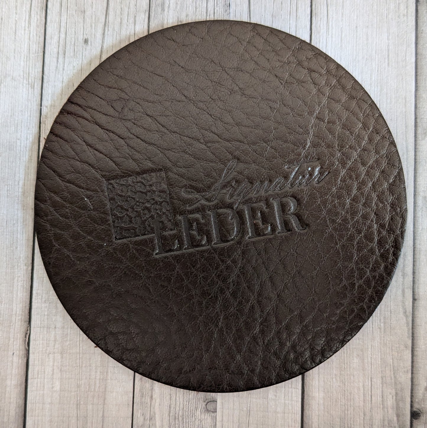 Glasuntersetzer Echtleder Rund Naturbelassen 4-er SET